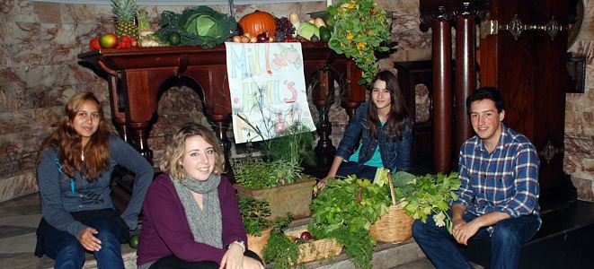 Gardening Club with their Harvest Festival produce