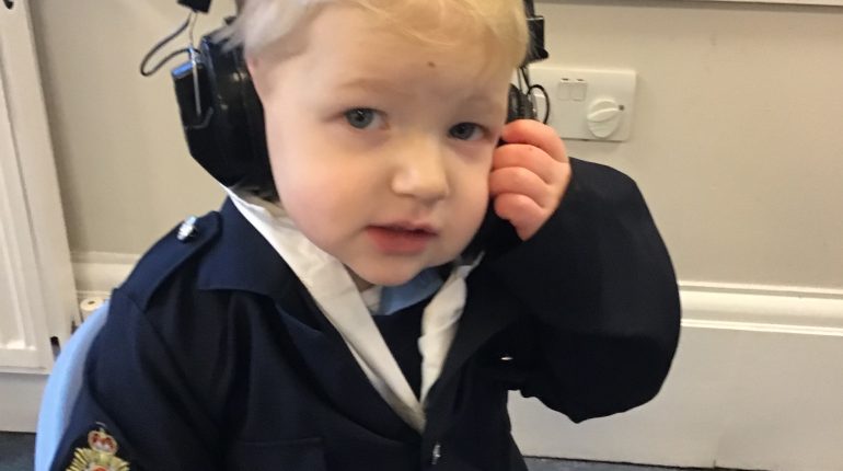 Child wearing a headset