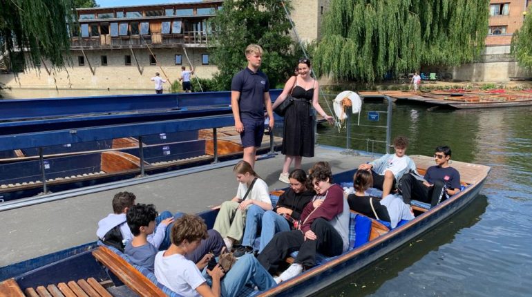 students on a boat