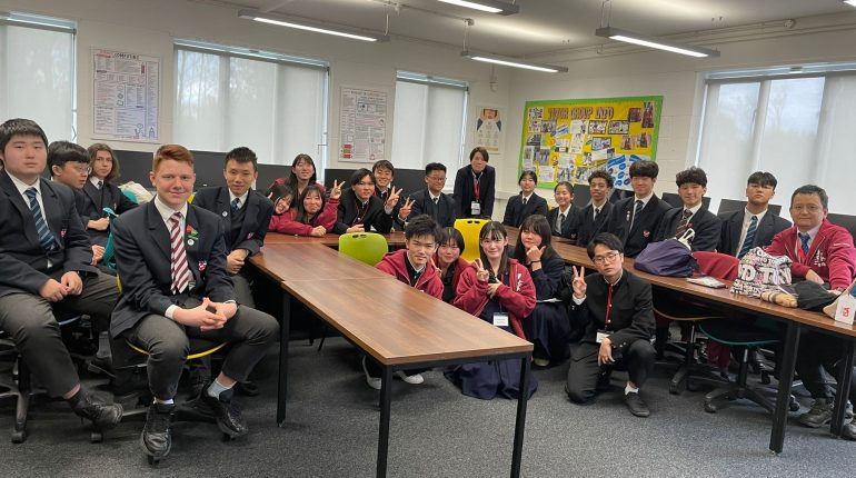 group of Mill Hill students with Japanese students