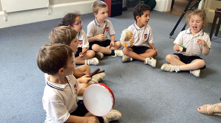 students in a music lesson