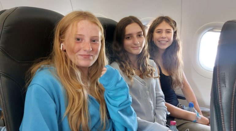 children on a plane