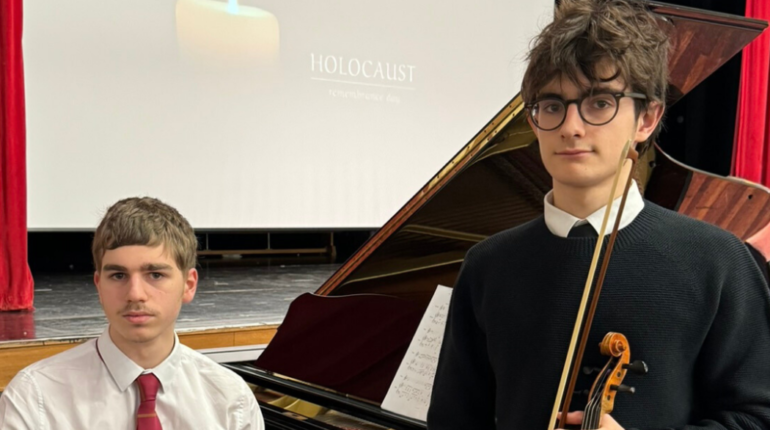 Students in orchestra for Holocaust Memorial Day
