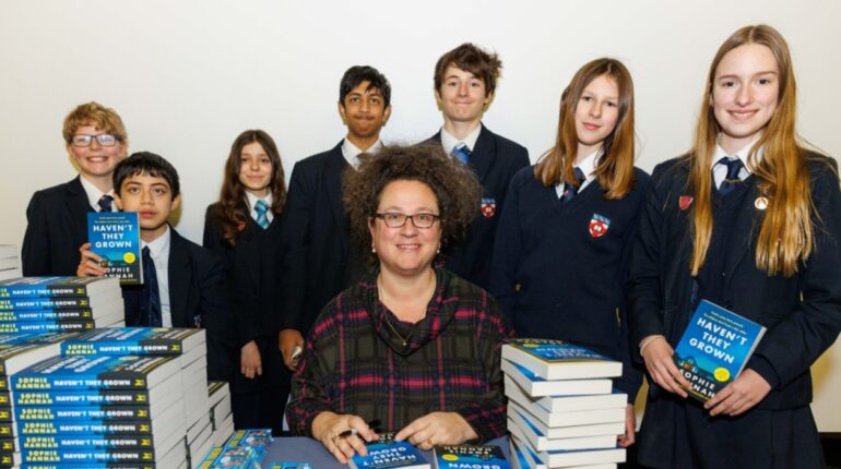 Sophie Hannah book signing with students
