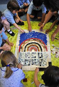 Children making mosaic