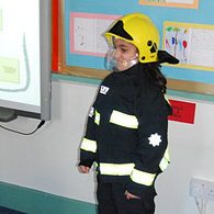 Boy dressed as fireman