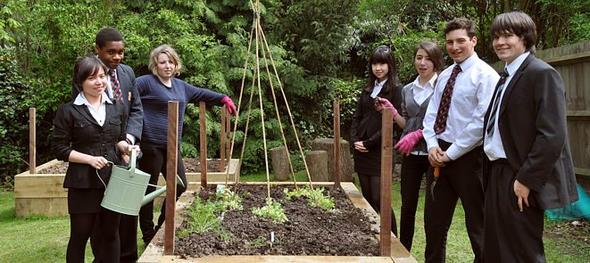 The Gardening Club with their raised beds